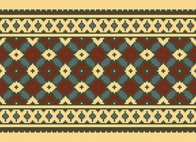 Knitted ethnic pattern, Vector cross stitch oriental background, Embroidery retro jacquard style, Purple pattern square native, Design for textile, fabric, carpet, rug, fibres
