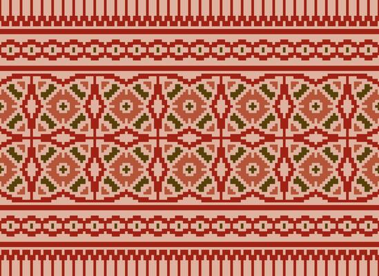 Knitted ethnic pattern, Vector cross stitch oriental background, Embroidery retro jacquard style, Purple pattern square native, Design for textile, fabric, carpet, rug, fibres