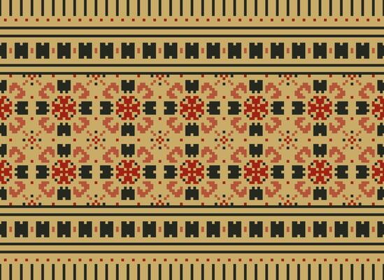 Knitted ethnic pattern, Vector cross stitch oriental background, Embroidery retro jacquard style, Purple pattern square native, Design for textile, fabric, carpet, rug, fibres
