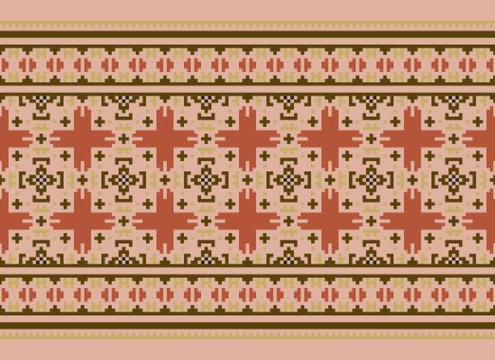 Knitted ethnic pattern, Vector cross stitch oriental background, Embroidery retro jacquard style, Purple pattern square native, Design for textile, fabric, carpet, rug, fibres