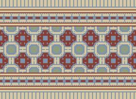 Knitted ethnic pattern, Vector cross stitch oriental background, Embroidery retro jacquard style, Purple pattern square native, Design for textile, fabric, carpet, rug, fibres