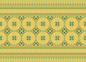 Cross Stitch and Pixel Ethnic Patterns Bring Vibrant Style to Fabrics, Sarees, and Ikat Designs, Red color cross stitch. Traditional Design. vector
