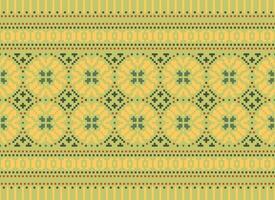 Cross Stitch and Pixel Ethnic Patterns Bring Vibrant Style to Fabrics, Sarees, and Ikat Designs, Red color cross stitch. Traditional Design. vector