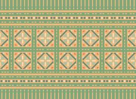 Cross Stitch and Pixel Ethnic Patterns Bring Vibrant Style to Fabrics, Sarees, and Ikat Designs, Red color cross stitch. Traditional Design. vector