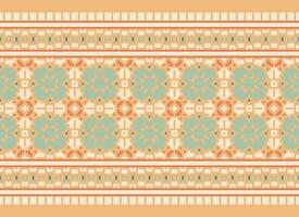 Cross Stitch and Pixel Ethnic Patterns Bring Vibrant Style to Fabrics, Sarees, and Ikat Designs, Red color cross stitch. Traditional Design. vector