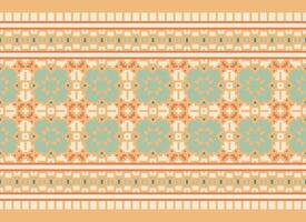 Cross Stitch and Pixel Ethnic Patterns Bring Vibrant Style to Fabrics, Sarees, and Ikat Designs, Red color cross stitch. Traditional Design. vector