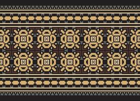 Cross Stitch and Pixel Ethnic Patterns Bring Vibrant Style to Fabrics, Sarees, and Ikat Designs, Red color cross stitch. Traditional Design. vector