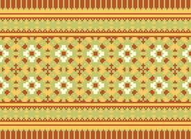 Cross Stitch and Pixel Ethnic Patterns Bring Vibrant Style to Fabrics, Sarees, and Ikat Designs, Red color cross stitch. Traditional Design. vector