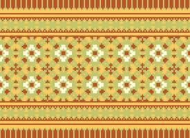 Cross Stitch and Pixel Ethnic Patterns Bring Vibrant Style to Fabrics, Sarees, and Ikat Designs, Red color cross stitch. Traditional Design. vector