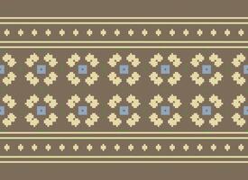 Cross Stitch and Pixel Ethnic Patterns Bring Vibrant Style to Fabrics, Sarees, and Ikat Designs, Red color cross stitch. Traditional Design. vector