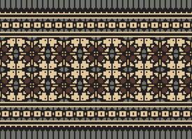 Cross Stitch and Pixel Ethnic Patterns Bring Vibrant Style to Fabrics, Sarees, and Ikat Designs, Red color cross stitch. Traditional Design. vector