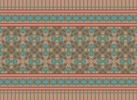 Cross Stitch and Pixel Ethnic Patterns Bring Vibrant Style to Fabrics, Sarees, and Ikat Designs, Red color cross stitch. Traditional Design. vector