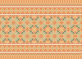 Cross Stitch and Pixel Ethnic Patterns Bring Vibrant Style to Fabrics, Sarees, and Ikat Designs, Red color cross stitch. Traditional Design. vector