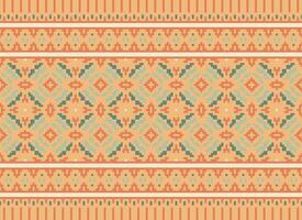 Cross Stitch and Pixel Ethnic Patterns Bring Vibrant Style to Fabrics, Sarees, and Ikat Designs, Red color cross stitch. Traditional Design. vector