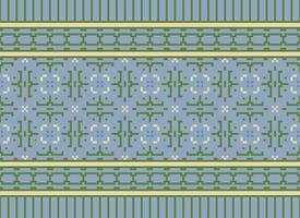 Cross Stitch and Pixel Ethnic Patterns Bring Vibrant Style to Fabrics, Sarees, and Ikat Designs, Red color cross stitch. Traditional Design. vector