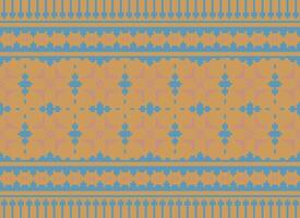 Cross Stitch and Pixel Ethnic Patterns Bring Vibrant Style to Fabrics, Sarees, and Ikat Designs, Red color cross stitch. Traditional Design. vector