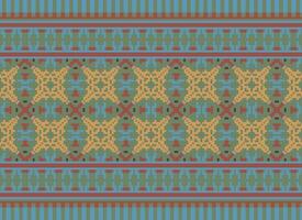 Cross Stitch and Pixel Ethnic Patterns Bring Vibrant Style to Fabrics, Sarees, and Ikat Designs, Red color cross stitch. Traditional Design. vector