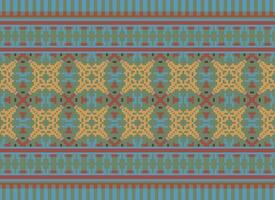 Cross Stitch and Pixel Ethnic Patterns Bring Vibrant Style to Fabrics, Sarees, and Ikat Designs, Red color cross stitch. Traditional Design. vector