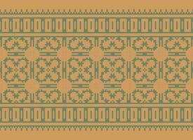 Cross Stitch and Pixel Ethnic Patterns Bring Vibrant Style to Fabrics, Sarees, and Ikat Designs, Red color cross stitch. Traditional Design. vector