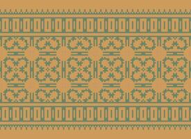 Cross Stitch and Pixel Ethnic Patterns Bring Vibrant Style to Fabrics, Sarees, and Ikat Designs, Red color cross stitch. Traditional Design. vector