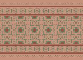 Cross Stitch and Pixel Ethnic Patterns Bring Vibrant Style to Fabrics, Sarees, and Ikat Designs, Red color cross stitch. Traditional Design. vector