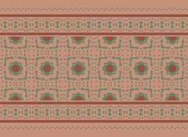 Cross Stitch and Pixel Ethnic Patterns Bring Vibrant Style to Fabrics, Sarees, and Ikat Designs, Red color cross stitch. Traditional Design. vector