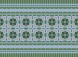 Cross Stitch and Pixel Ethnic Patterns Bring Vibrant Style to Fabrics, Sarees, and Ikat Designs, Red color cross stitch. Traditional Design. vector