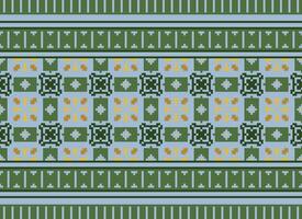 Cross Stitch and Pixel Ethnic Patterns Bring Vibrant Style to Fabrics, Sarees, and Ikat Designs, Red color cross stitch. Traditional Design. vector