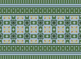 Cross Stitch and Pixel Ethnic Patterns Bring Vibrant Style to Fabrics, Sarees, and Ikat Designs, Red color cross stitch. Traditional Design. vector