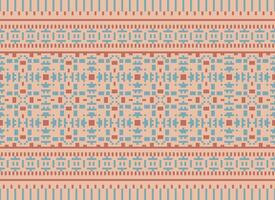Cross Stitch and Pixel Ethnic Patterns Bring Vibrant Style to Fabrics, Sarees, and Ikat Designs, Red color cross stitch. Traditional Design. vector