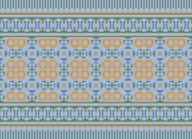 Cross Stitch and Pixel Ethnic Patterns Bring Vibrant Style to Fabrics, Sarees, and Ikat Designs, Red color cross stitch. Traditional Design. vector