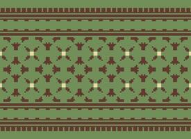 Cross Stitch and Pixel Ethnic Patterns Bring Vibrant Style to Fabrics, Sarees, and Ikat Designs, Red color cross stitch. Traditional Design. vector