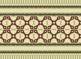 Cross Stitch and Pixel Ethnic Patterns Bring Vibrant Style to Fabrics, Sarees, and Ikat Designs, Red color cross stitch. Traditional Design. vector