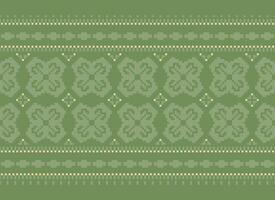 Cross Stitch and Pixel Ethnic Patterns Bring Vibrant Style to Fabrics, Sarees, and Ikat Designs, Red color cross stitch. Traditional Design. vector