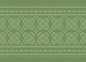 Cross Stitch and Pixel Ethnic Patterns Bring Vibrant Style to Fabrics, Sarees, and Ikat Designs, Red color cross stitch. Traditional Design. vector