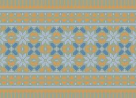 Cross Stitch and Pixel Ethnic Patterns Bring Vibrant Style to Fabrics, Sarees, and Ikat Designs, Red color cross stitch. Traditional Design. vector