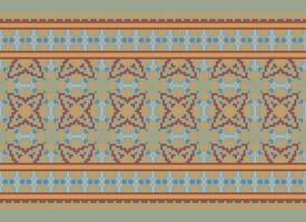 Geometric ethnic pattern. Pixel pattern. Design for clothing, fabric, background, wallpaper, wrapping, batik. Knitwear, Embroidery style. Aztec geometric art ornament print. Vector illustration.