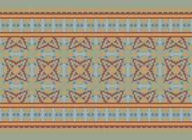 Geometric ethnic pattern. Pixel pattern. Design for clothing, fabric, background, wallpaper, wrapping, batik. Knitwear, Embroidery style. Aztec geometric art ornament print. Vector illustration.