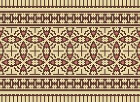 Geometric ethnic pattern. Pixel pattern. Design for clothing, fabric, background, wallpaper, wrapping, batik. Knitwear, Embroidery style. Aztec geometric art ornament print. Vector illustration.