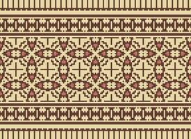 Geometric ethnic pattern. Pixel pattern. Design for clothing, fabric, background, wallpaper, wrapping, batik. Knitwear, Embroidery style. Aztec geometric art ornament print. Vector illustration.