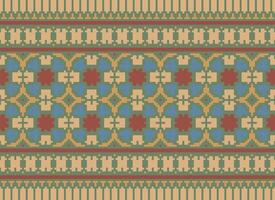 Geometric ethnic pattern. Pixel pattern. Design for clothing, fabric, background, wallpaper, wrapping, batik. Knitwear, Embroidery style. Aztec geometric art ornament print. Vector illustration.
