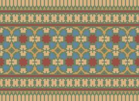 Geometric ethnic pattern. Pixel pattern. Design for clothing, fabric, background, wallpaper, wrapping, batik. Knitwear, Embroidery style. Aztec geometric art ornament print. Vector illustration.