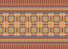 Geometric ethnic pattern. Pixel pattern. Design for clothing, fabric, background, wallpaper, wrapping, batik. Knitwear, Embroidery style. Aztec geometric art ornament print. Vector illustration.