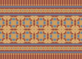 Geometric ethnic pattern. Pixel pattern. Design for clothing, fabric, background, wallpaper, wrapping, batik. Knitwear, Embroidery style. Aztec geometric art ornament print. Vector illustration.