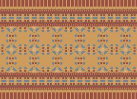 Geometric ethnic pattern. Pixel pattern. Design for clothing, fabric, background, wallpaper, wrapping, batik. Knitwear, Embroidery style. Aztec geometric art ornament print. Vector illustration.