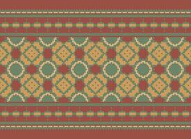 Geometric ethnic pattern. Pixel pattern. Design for clothing, fabric, background, wallpaper, wrapping, batik. Knitwear, Embroidery style. Aztec geometric art ornament print. Vector illustration.