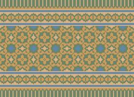 Geometric ethnic pattern. Pixel pattern. Design for clothing, fabric, background, wallpaper, wrapping, batik. Knitwear, Embroidery style. Aztec geometric art ornament print. Vector illustration.