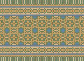 Geometric ethnic pattern. Pixel pattern. Design for clothing, fabric, background, wallpaper, wrapping, batik. Knitwear, Embroidery style. Aztec geometric art ornament print. Vector illustration.