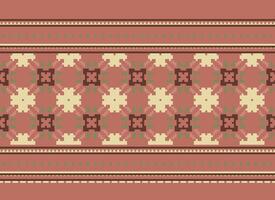 Geometric ethnic pattern. Pixel pattern. Design for clothing, fabric, background, wallpaper, wrapping, batik. Knitwear, Embroidery style. Aztec geometric art ornament print. Vector illustration.