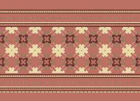 Geometric ethnic pattern. Pixel pattern. Design for clothing, fabric, background, wallpaper, wrapping, batik. Knitwear, Embroidery style. Aztec geometric art ornament print. Vector illustration.